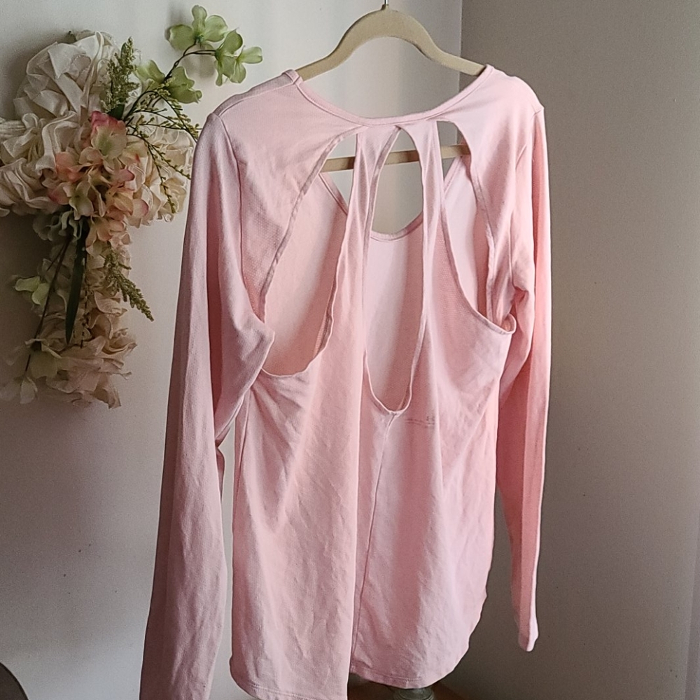 Pink Under Armour long sleeve open back shirt